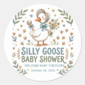 Sticker Rond Fête de bébé Canard & Oison Retro (Devant)