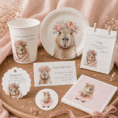 Sticker Rond Fête de bébé Capybara