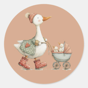 Sticker Rond Fête de bébé de la deuxième oie idiote
