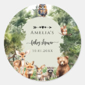 Sticker Rond Fête de bébé forêt Animaux mignons (Devant)