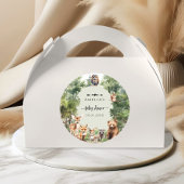 Sticker Rond Fête de bébé forêt Animaux mignons