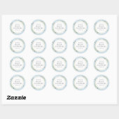 Sticker Rond Fête de bébé garçon bleu verdure aquarelle (Feuille)