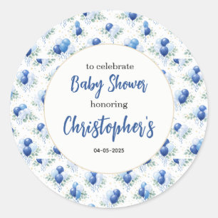 Sticker Rond Fête de bébé garçon Oh Boy Moderne Eucalyptus Ball