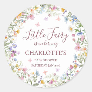 Sticker Rond Fête de Bébé Jardin de Fées Fleur Sauvage