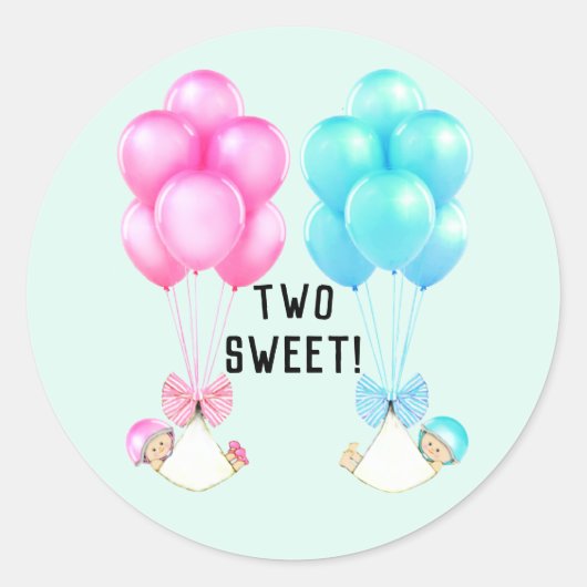 Sticker Rond Fête de bébé jumeaux (Devant)