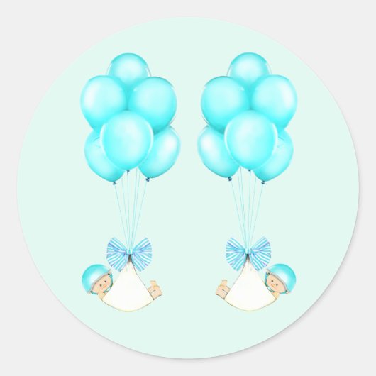 Sticker Rond Fête de bébé jumeaux garçons (Devant)