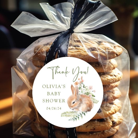 Sticker Rond Fête de bébé Lapin Délice de la Nature