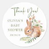 Sticker Rond Fête de Bébé Lapin Naturel (Devant)