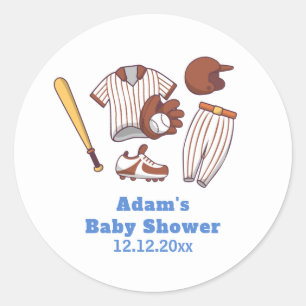 Sticker Rond Fête de Bébé Moderne Little Slugger Baseball Sport