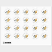 Sticker Rond Fête de bébé Plaid Rustique Citrouilles (Feuille)