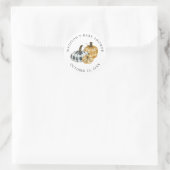 Sticker Rond Fête de bébé Plaid Rustique Citrouilles (Sac)