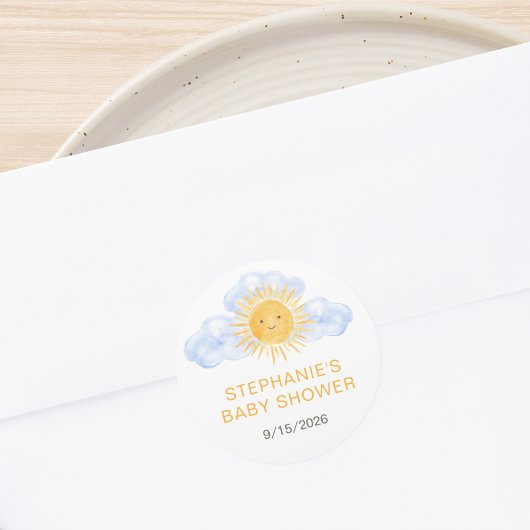 Sticker Rond Fête de Bébé Rayon de Soleil