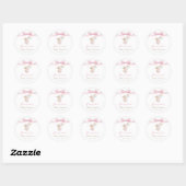Sticker Rond Fête de Bébé Rose Fille Lapin (Feuille)