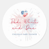 Sticker Rond Fête de bébé Rouge Blanc & À venir (Devant)