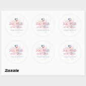Sticker Rond Fête de bébé Rouge Blanc & À venir (Feuille)