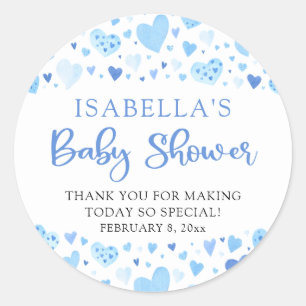 Sticker Rond Fête de bébé Saint-Valentin Blue Hearts