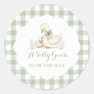 Sticker Rond Fête de bébé Silly Goose Vintage Daisy