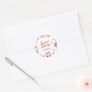 Sticker Rond Fête de bébé spéciale livraison pizza drôle