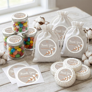 Sticker Rond Fête de bébé sur une branche de coton