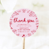 Sticker Rond Fête de bébé thème Saint-Valentin dessinée à la ma