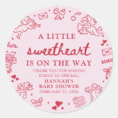 Sticker Rond Fête de bébé thème Saint-Valentin dessinée à la ma (Devant)