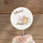 Sticker Rond Fête de Biberon de Lait Bébé Rose Mignonne Bière C