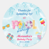 Sticker Rond Fête de billard Fille Anniversaire Favoriser Merci (Devant)