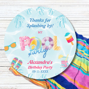 Sticker Rond Fête de billard Fille Anniversaire Favoriser Merci