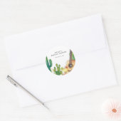 Sticker Rond Fête de Cactus Floral pour Mariage (Enveloppe)
