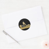 Sticker Rond Fête de chaussures à talon noir et or (Enveloppe)