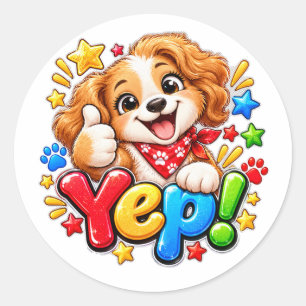 Sticker Rond Fête de chiot mignon