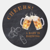 Sticker Rond Fête de couche de bières Rustique Black Chalkboard (Devant)