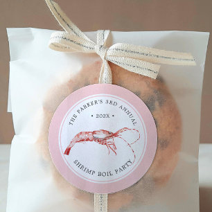 Sticker Rond Fête de crevettes Fête sur le thème des fruits d