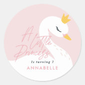 Sticker Rond Fête de cygne rose élégante (Devant)