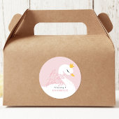 Sticker Rond Fête de cygne rose élégante