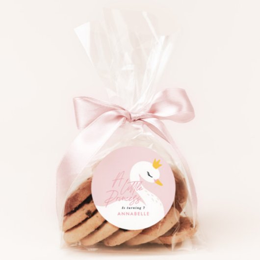 Sticker Rond Fête de cygne rose élégante