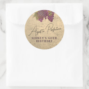 Sticker Rond Fête de dégustation de vin élégant « Vieilli à la