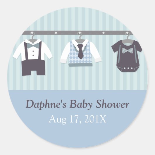 Sticker Rond Fête de douche pour bébé Gentleman moderne (Devant)