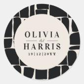 Sticker Rond Fête de faveur minimal graphique noir et blanc mod (Devant)