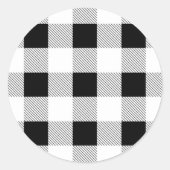 Sticker Rond fête de ferme rustique à carreaux noirs et blancs  (Devant)