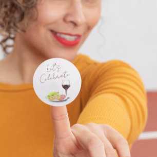 Sticker Rond Fête de fiançailles au vin et charcuterie