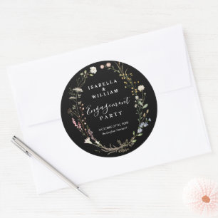 Sticker Rond Fête de fiançailles aux fleurs sauvages Bohème Rus