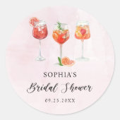 Sticker Rond Fête de Fiançailles avec Cocktail à l'Aquarelle (Devant)