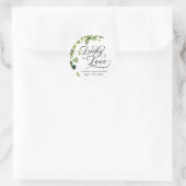 Sticker Rond Fête de Fiançailles Chanceux en Amour Trèfle Vert (Sac)