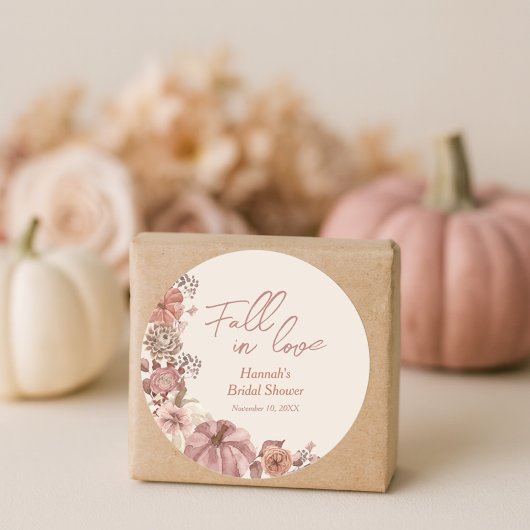 Sticker Rond Fête de Fiançailles Citrouille Automnale Amoureuse