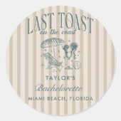 Sticker Rond Fête de Fiançailles Côtière en Marine Cocktail (Devant)