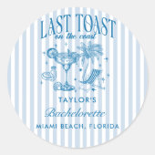Sticker Rond Fête de Fiançailles Côtière Moderne Cocktail Bleu (Devant)