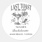 Sticker Rond Fête de Fiançailles Côtière Moderne Cocktail Noir (Devant)