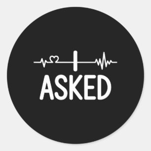 Sticker Rond Fête de fiançailles de couple assorti J'ai demandé