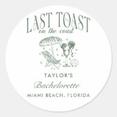 Sticker Rond Fête de Fiançailles de la Côte Cocktail Vert (Devant)